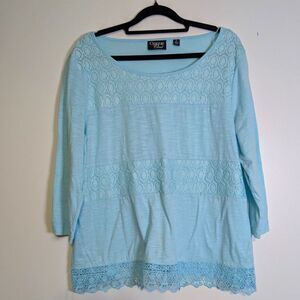 4 for $20 Bundle Deal Onque Casual Lace Trim Blue Top Large